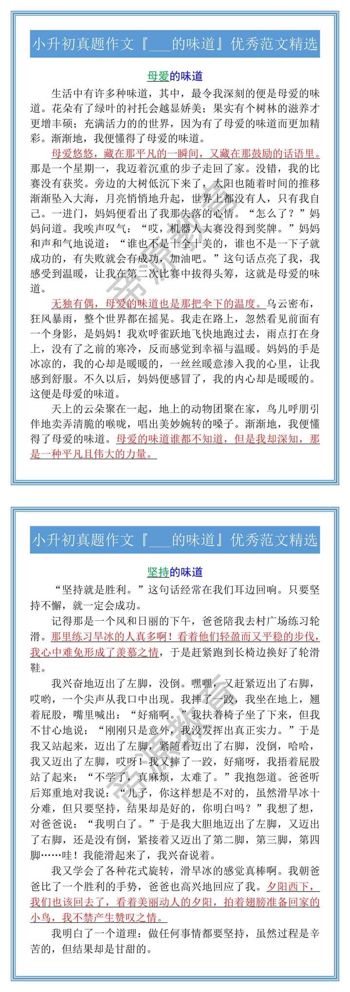 小升初真题作文『___的味道』优秀范文精选