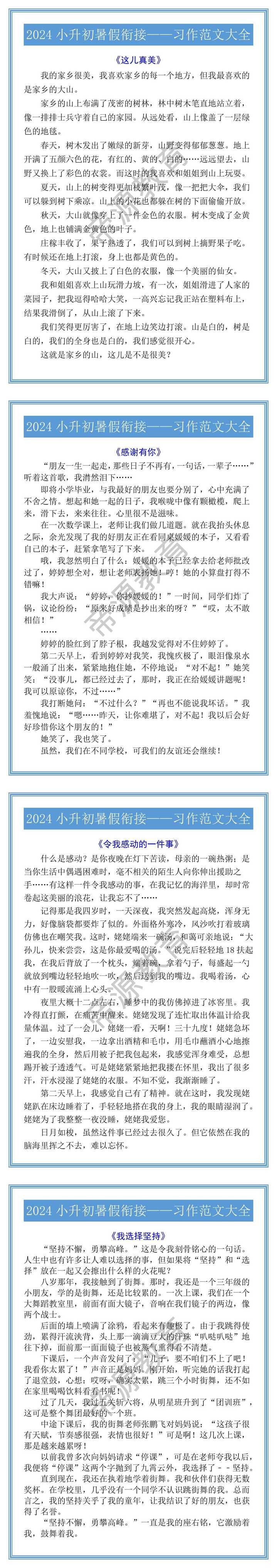 2024小升初暑假衔接习作范文大全
