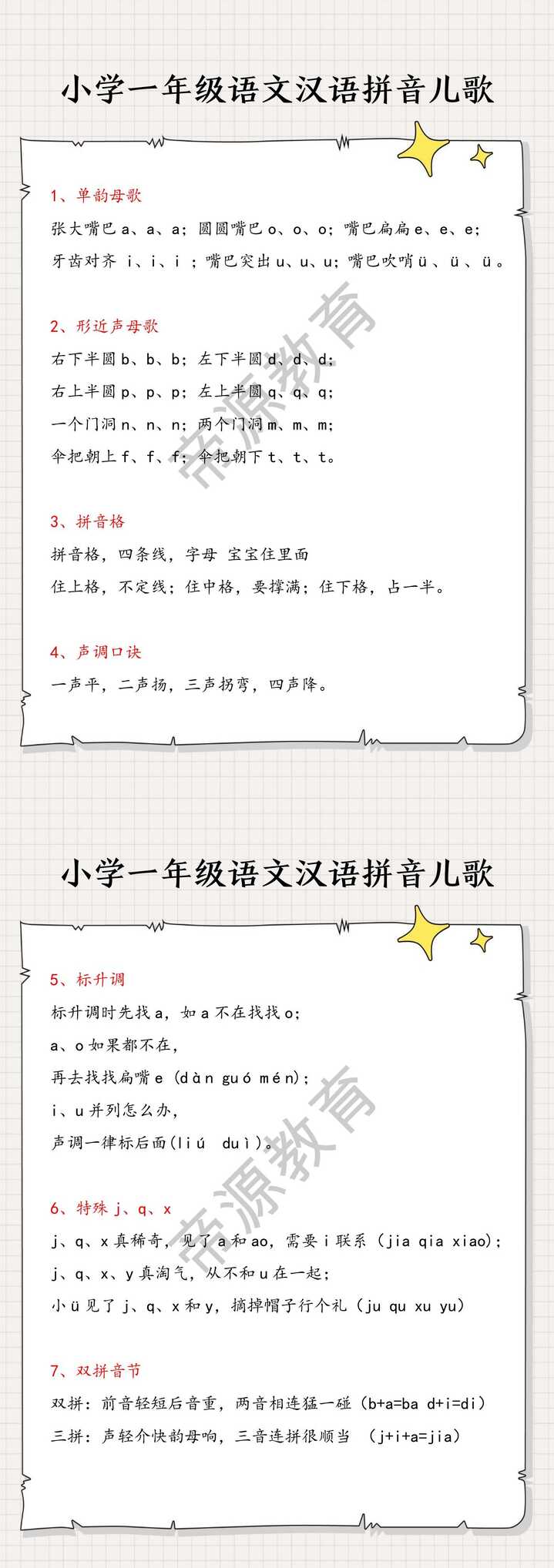小学一年级语文汉语拼音儿歌