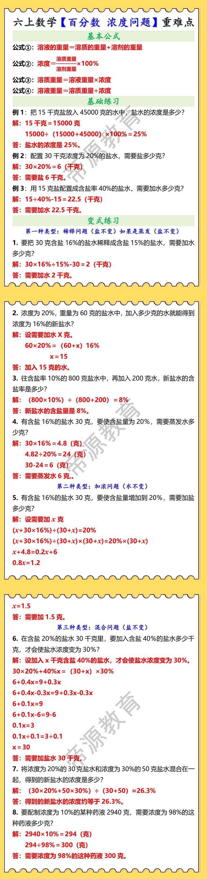六上数学【百分数 浓度问题】重难点