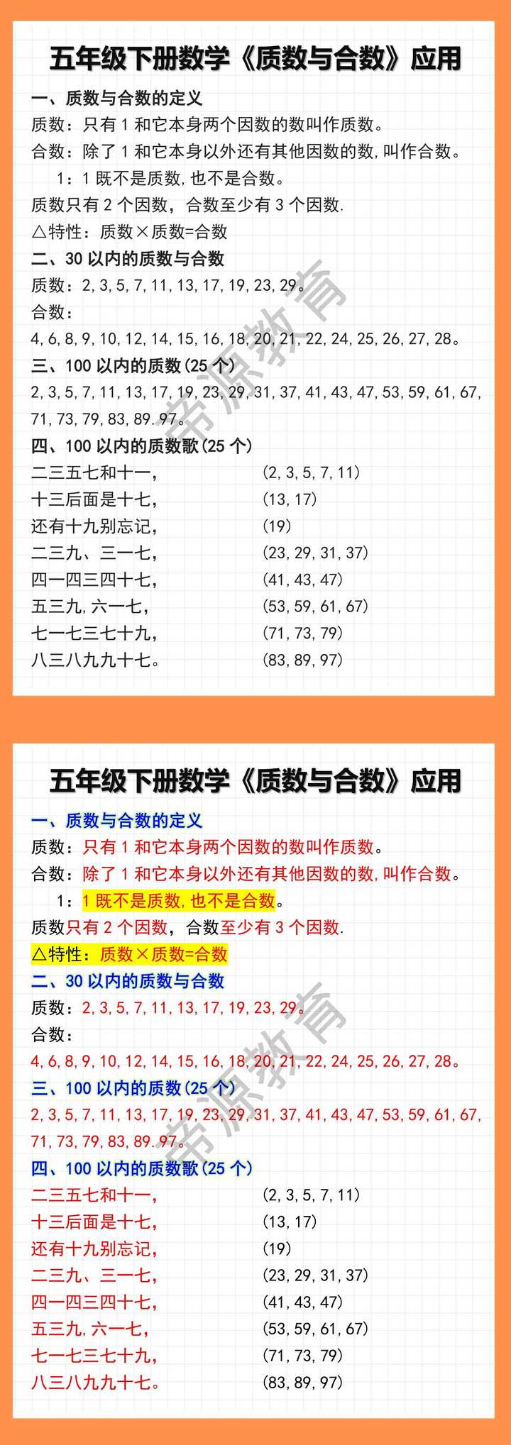五年级下册数学《质数与合数》应用