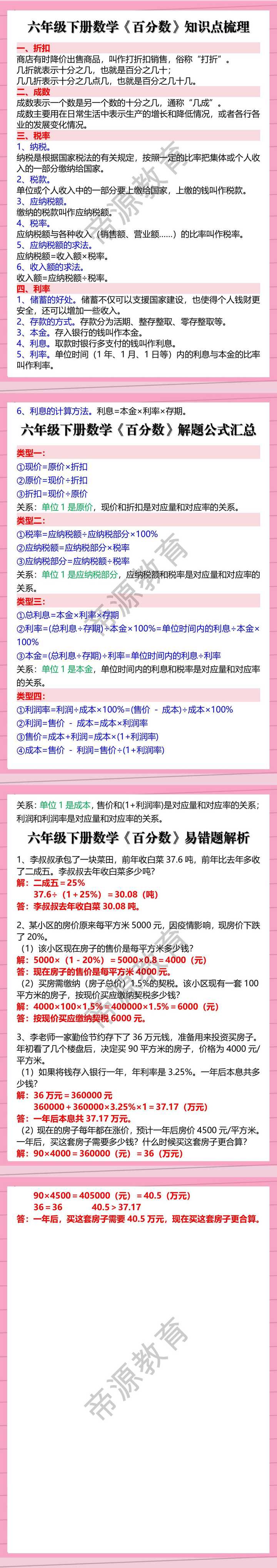 六年级下册数学《百分数》知识点梳理