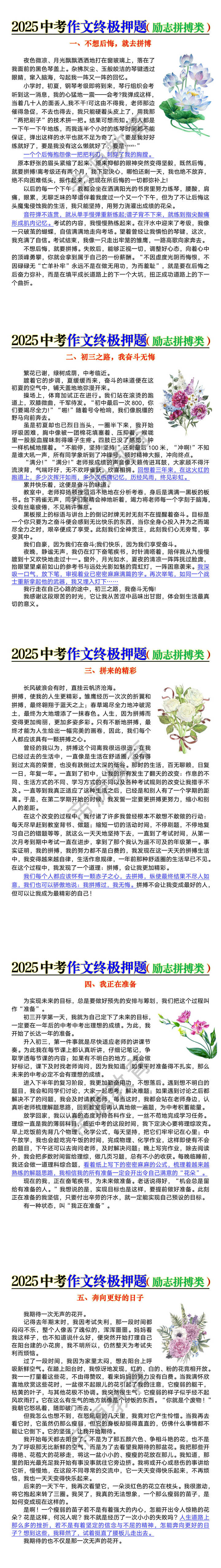 中考作文终极押题《励志拼搏》主题范文5篇