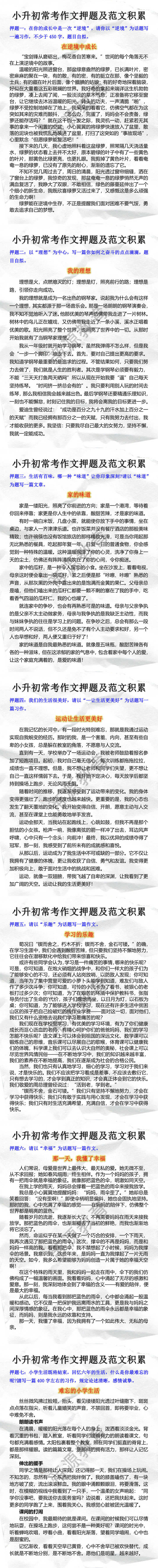 小升初常考作文押题及范文积累
