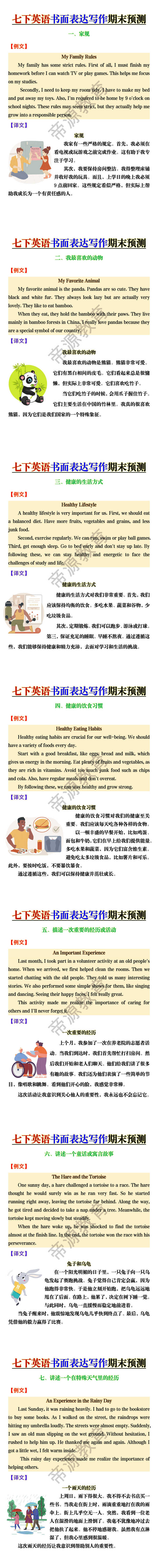七年级下册英语书面表达写作期末预测