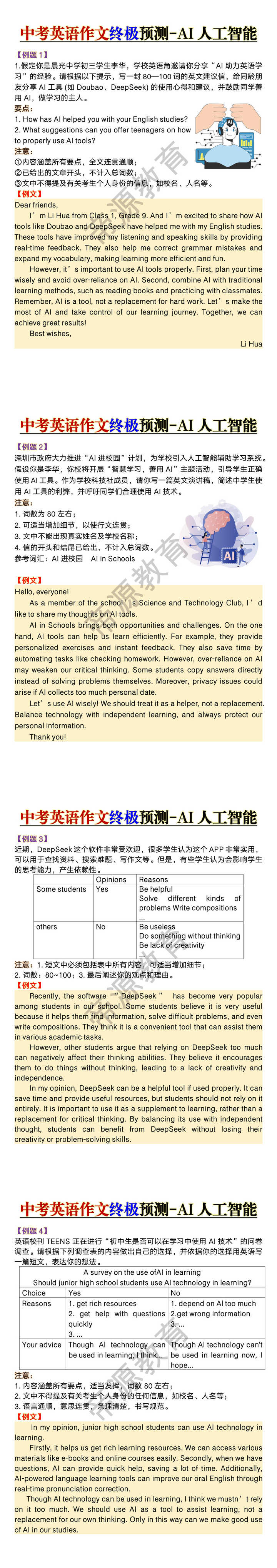 中考英语作文终极预测《人工智能》主题范文