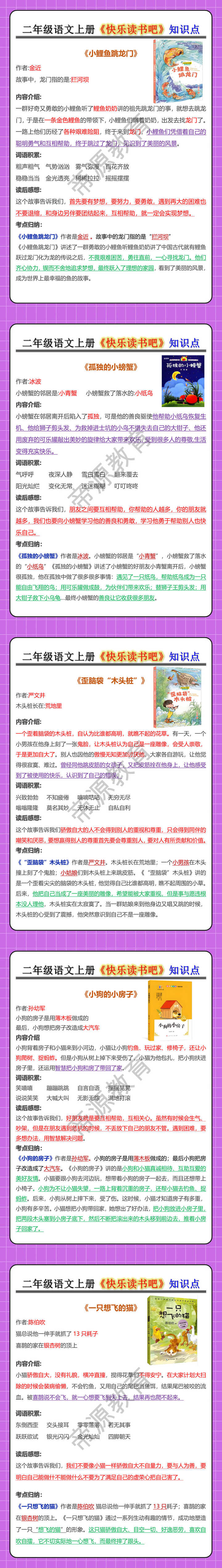 二年级语文上册《快乐读书吧》知识点