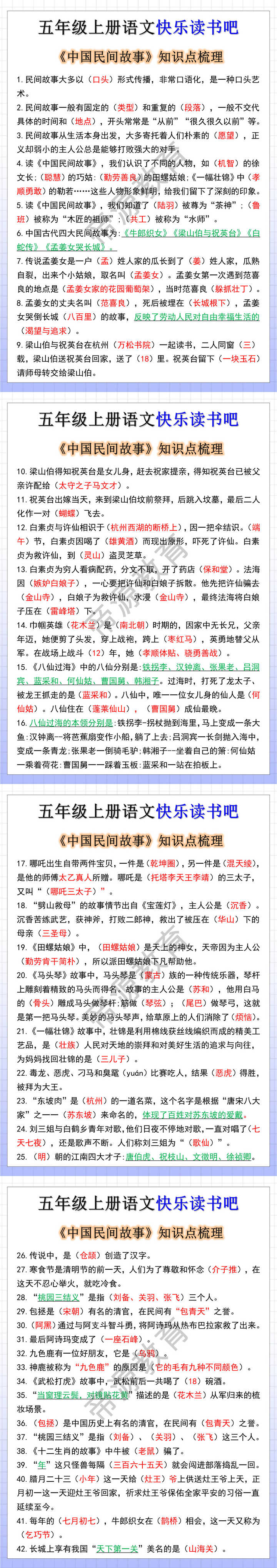 五年级上册语文快乐读书吧知识点梳理