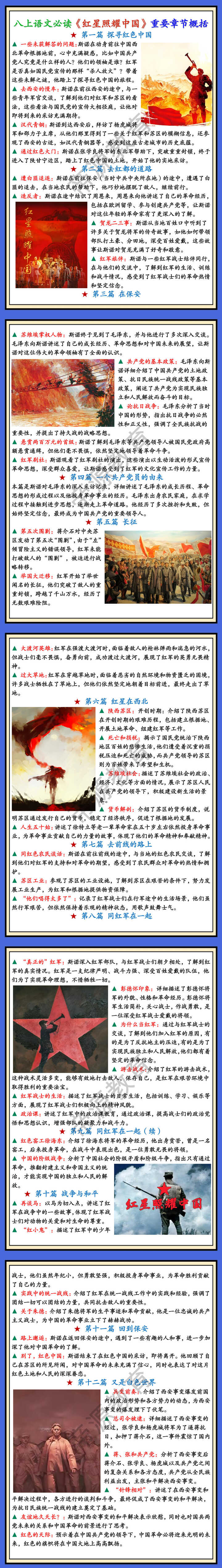 八上语文必读名著《红星照耀中国》重要章节概括