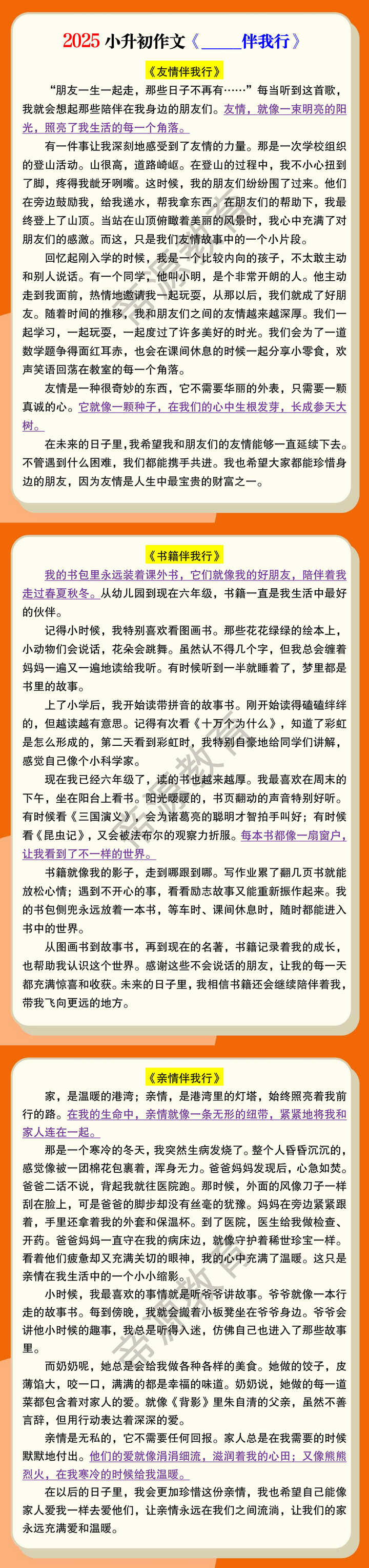 2025小升初作文《_____伴我行》