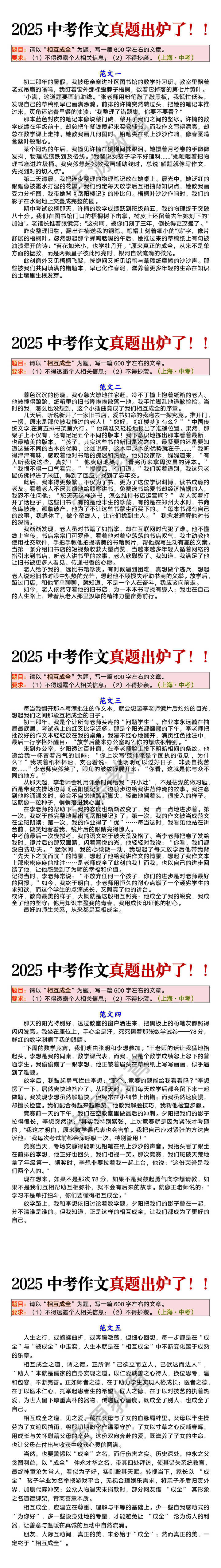 2025中考语文作文真题《相互成全》及范文