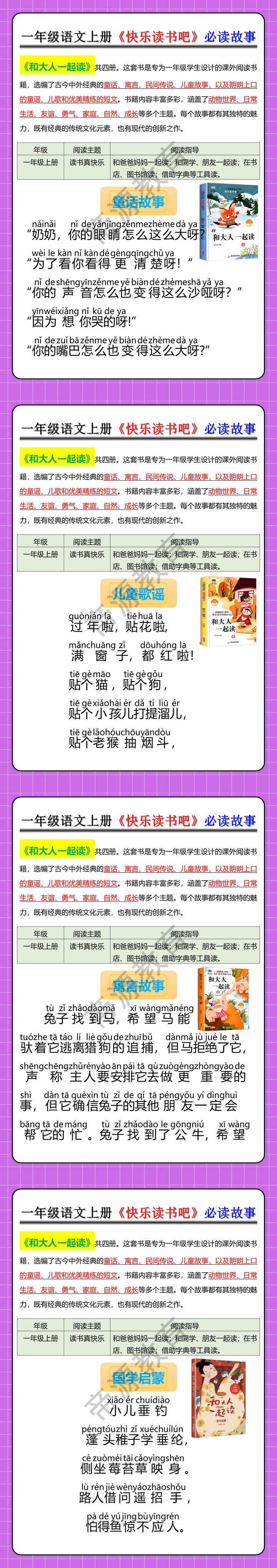 一年级语文上册《快乐读书吧》必读故事