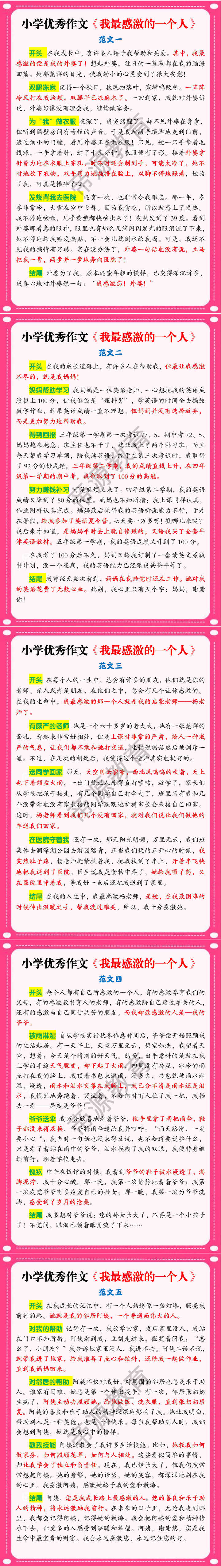 小学优秀作文《我最感激的一个人》