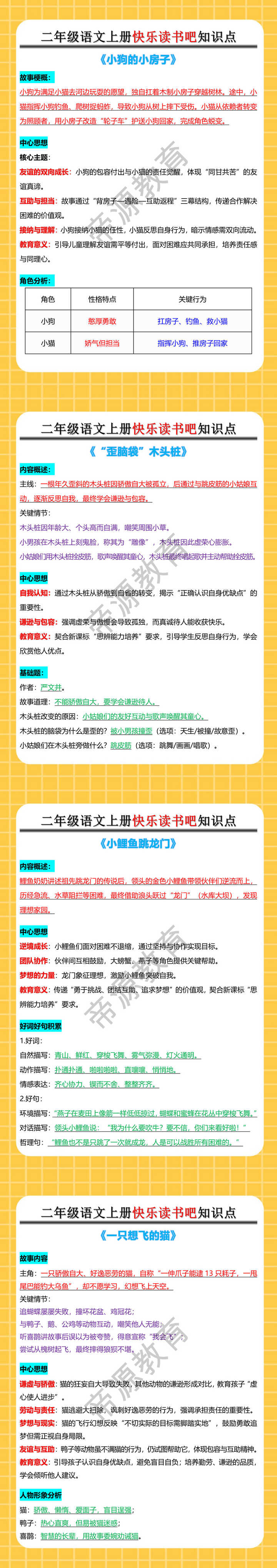 二年级语文上册快乐读书吧知识点