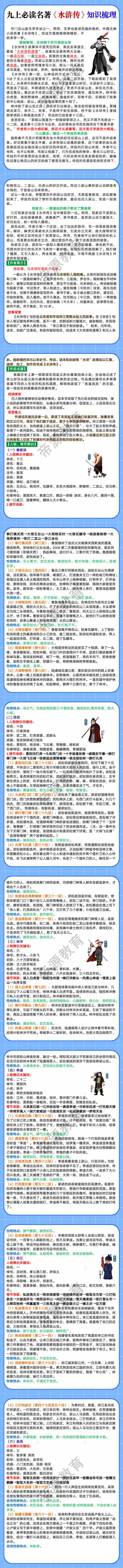 九上必读名著《水浒传》知识梳理