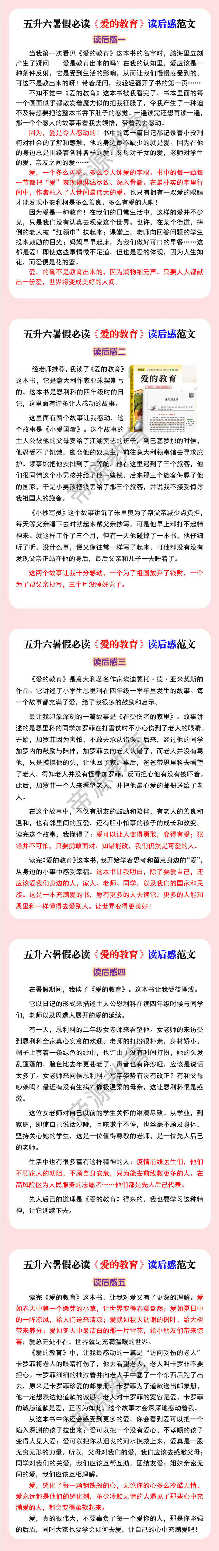 五升六暑假必读《爱的教育》读后感