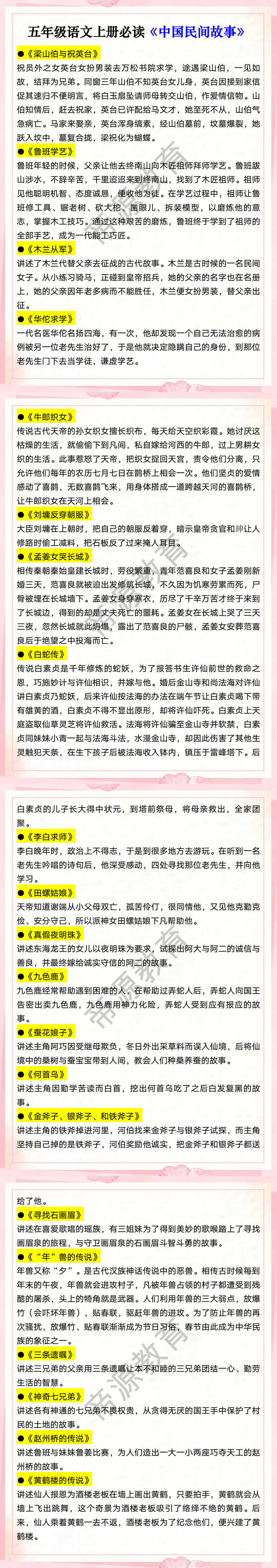 五年级语文上册必读《中国民间故事》