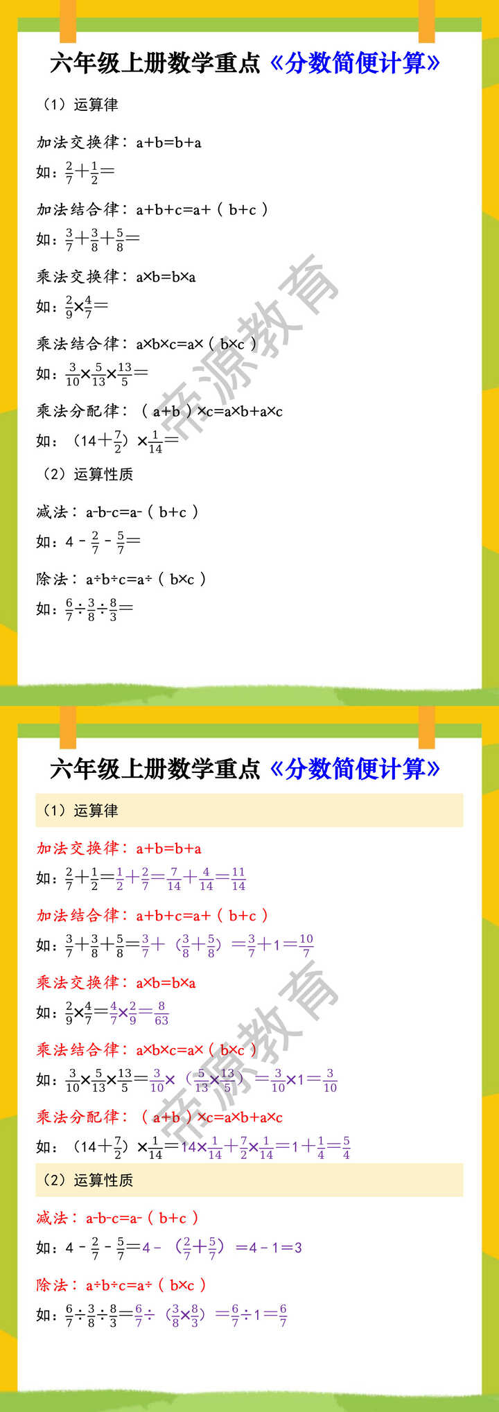 六年级上册数学重点《分数简便计算》