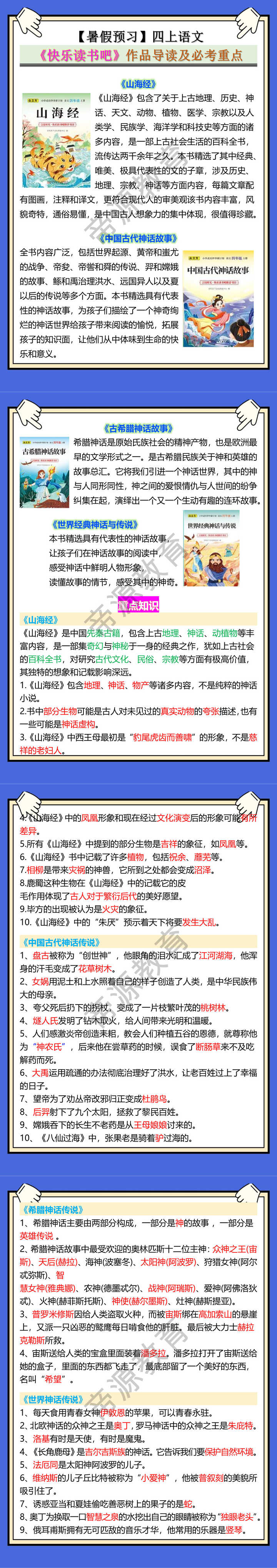 四上语文《快乐读书吧》作品导读及必考重点