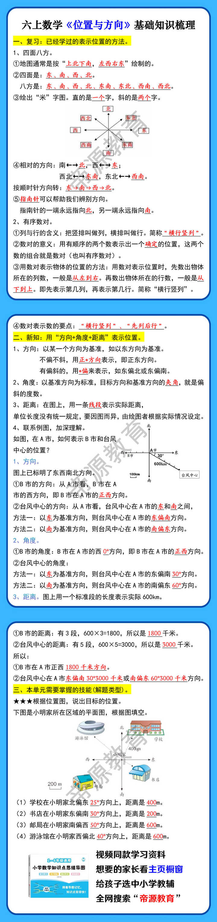 六上数学《位置与方向》基础知识梳理