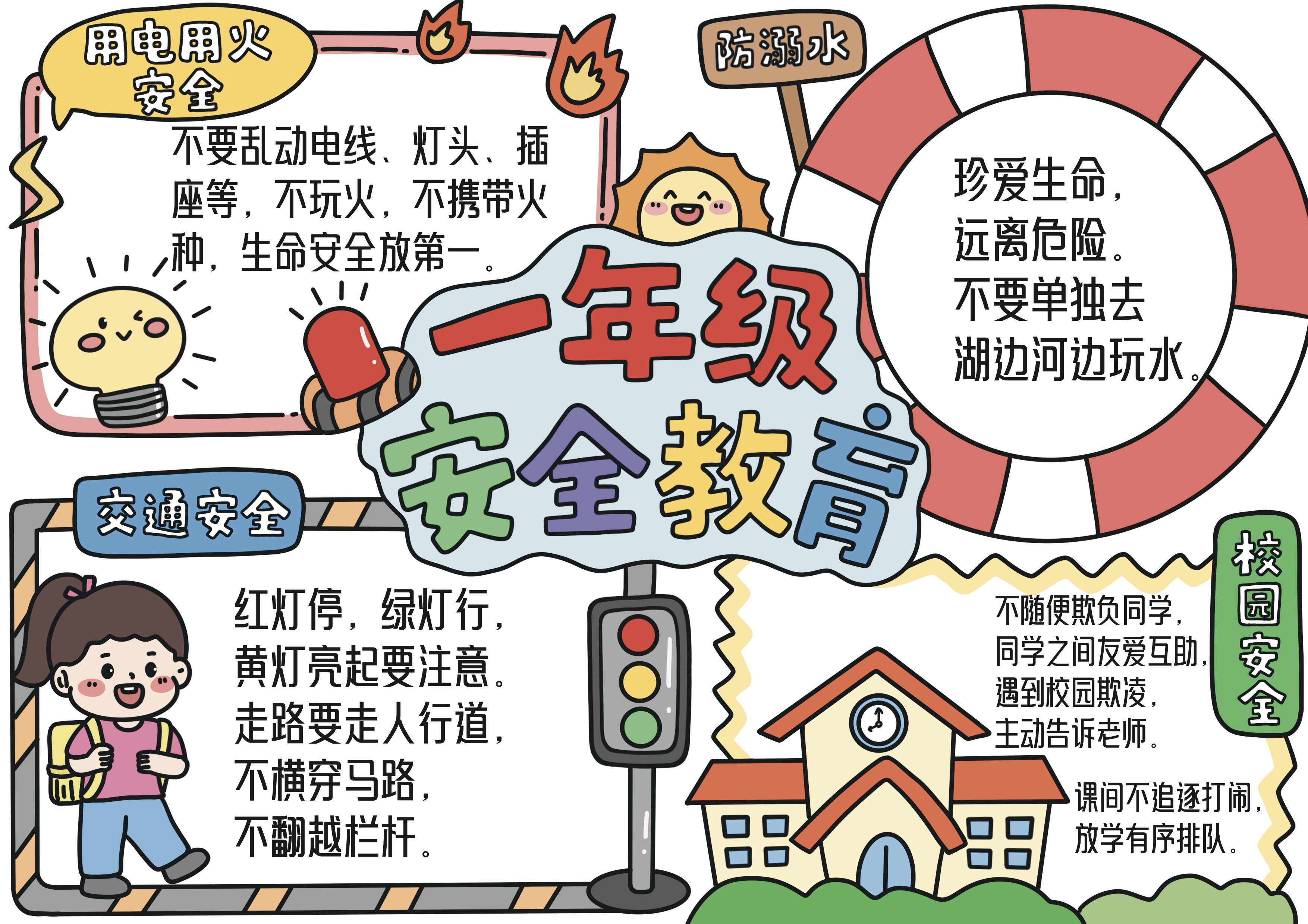 一年级安全教育主题手抄报