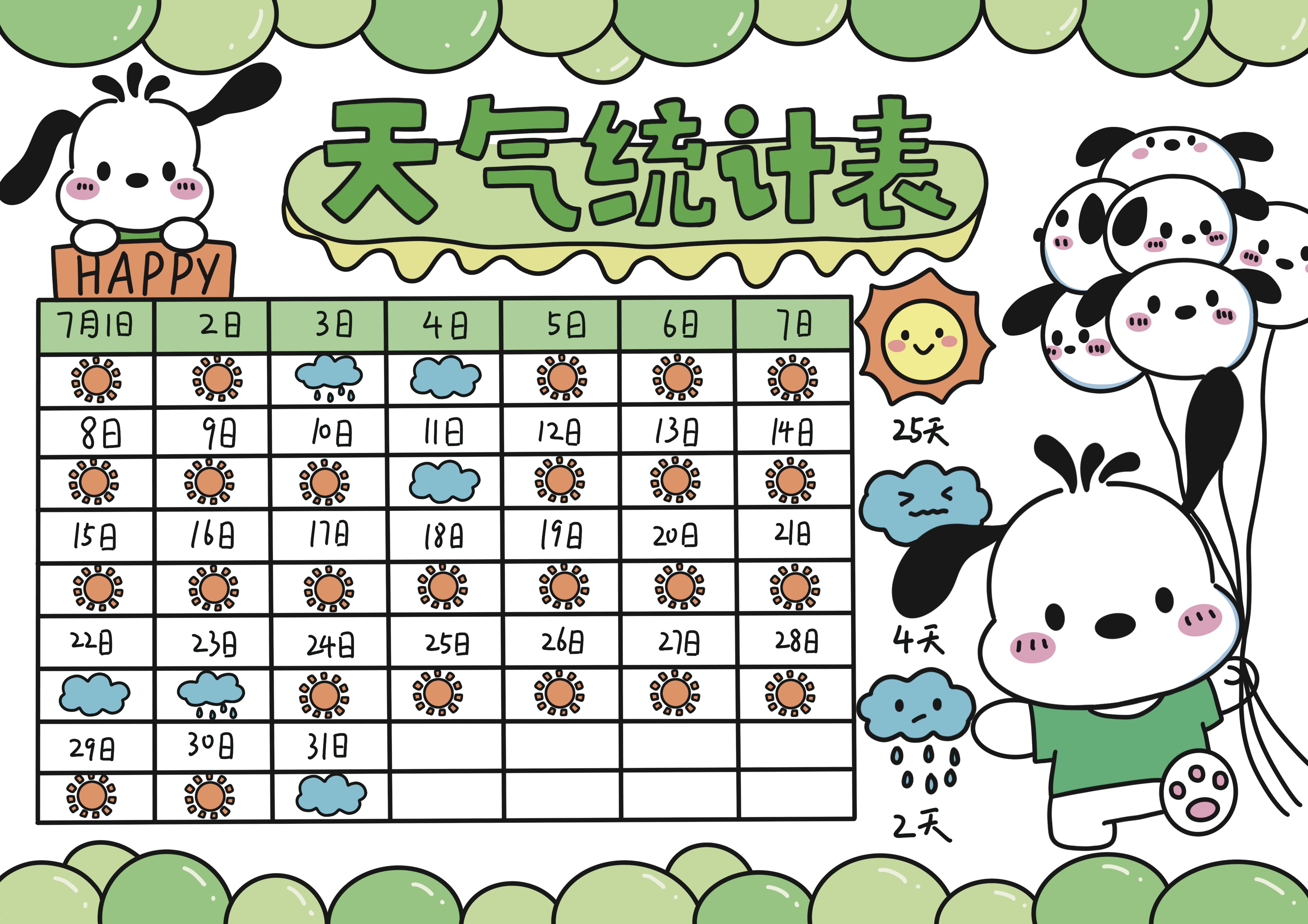 天气统计表主题手抄报