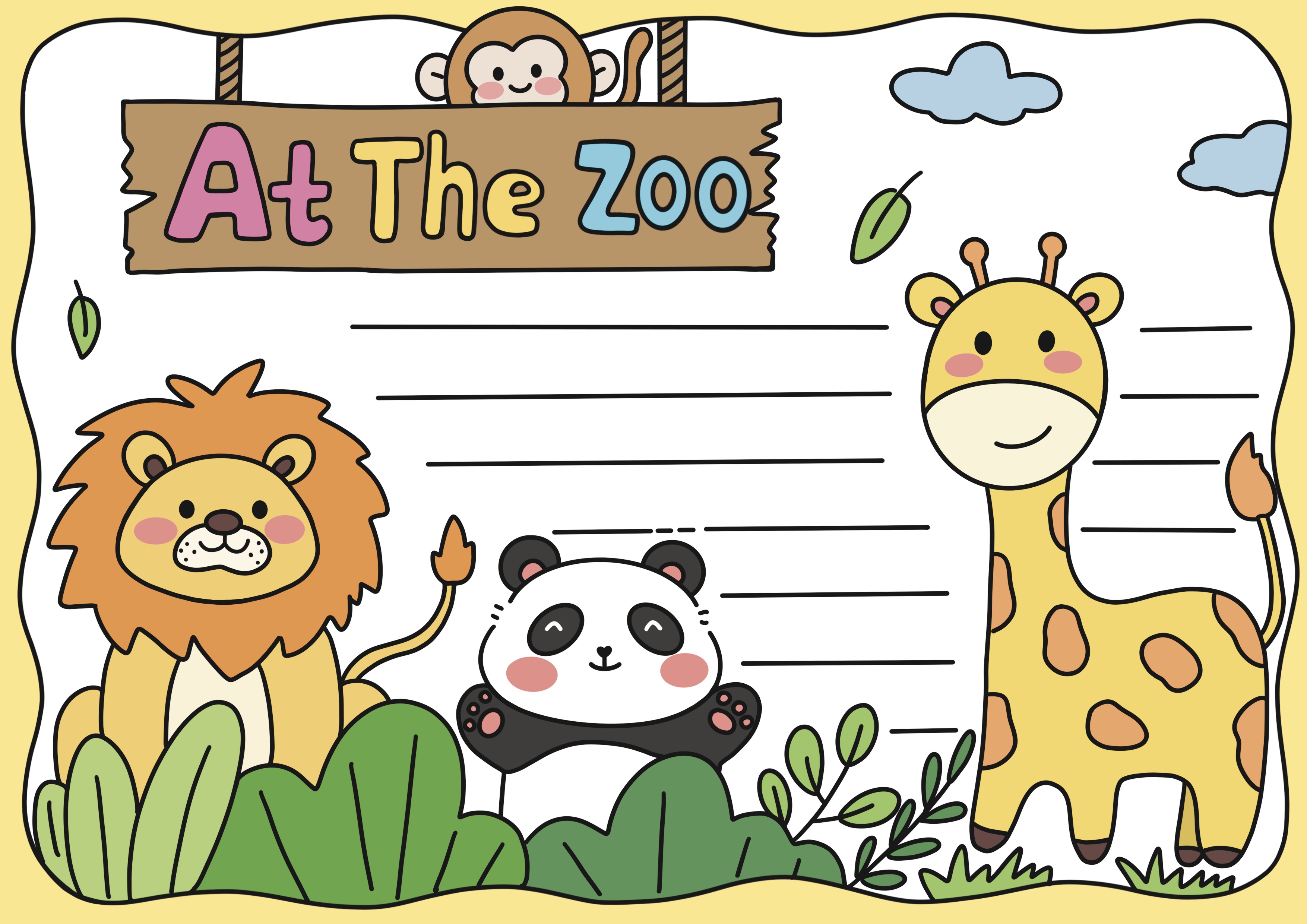 At the zoo主题英语手抄报