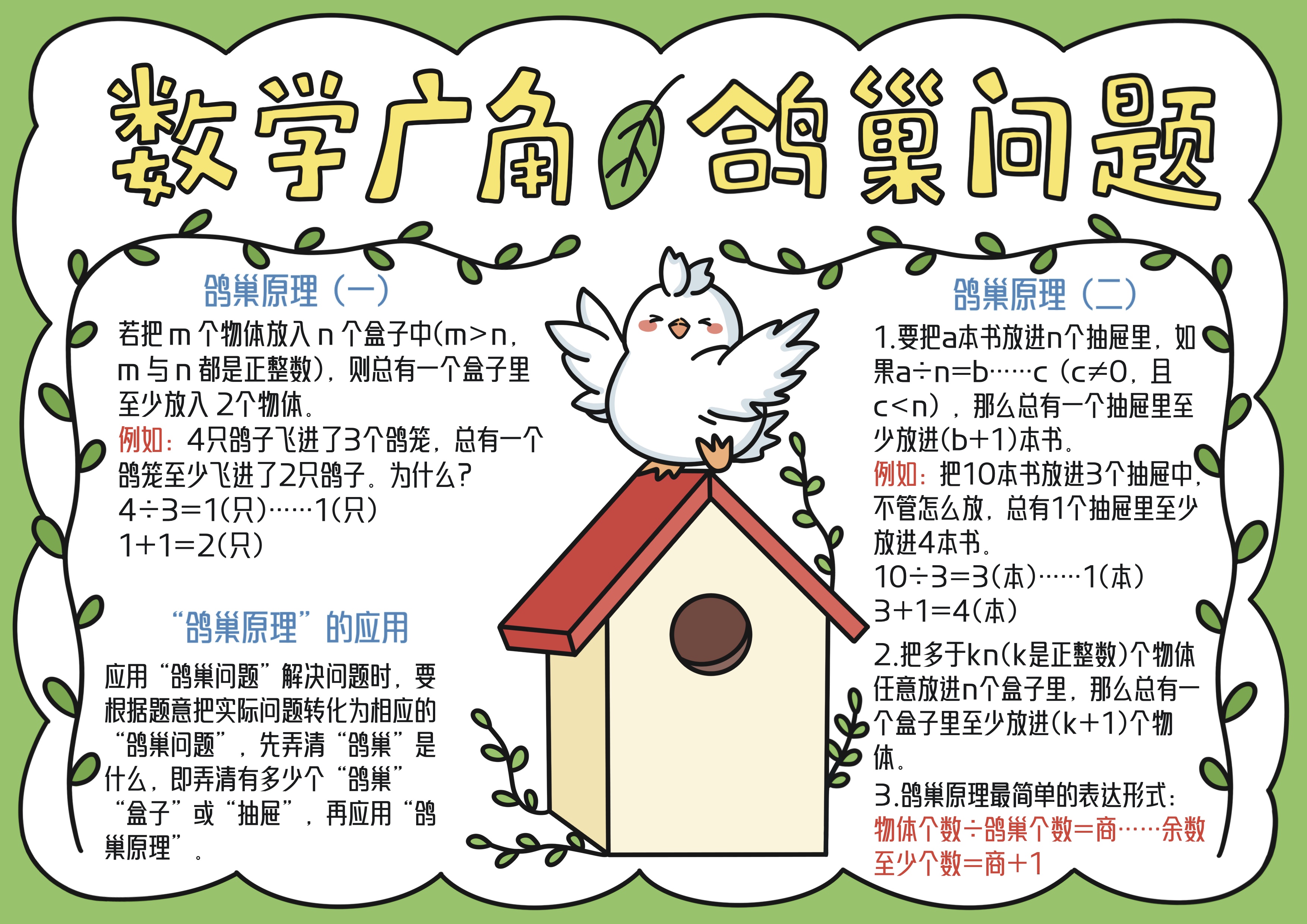 六年级数学下册第5单元数学广角 ——鸽巢问题主题手抄报