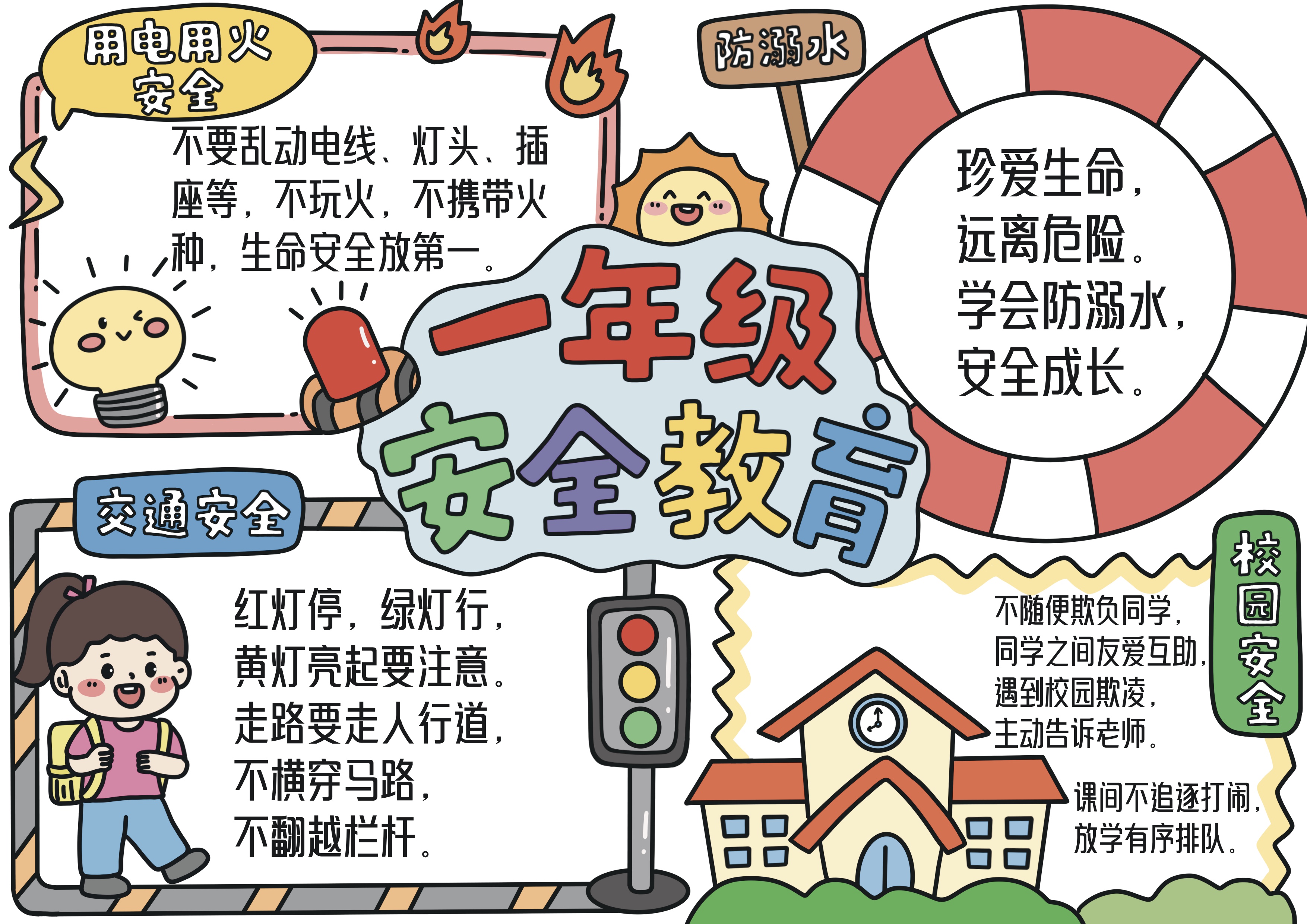 一年级安全教育主题手抄报